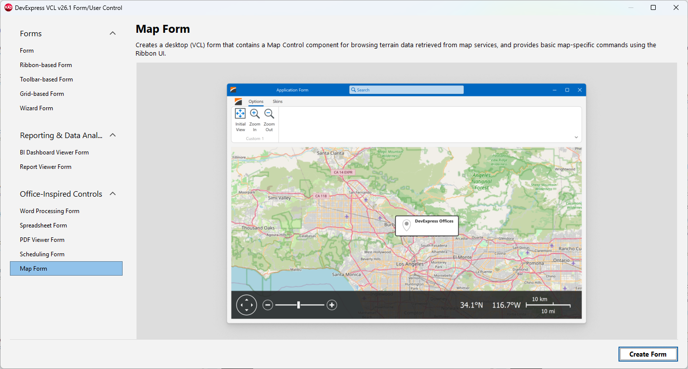 VCL Map Control: The "Map Form" Template
