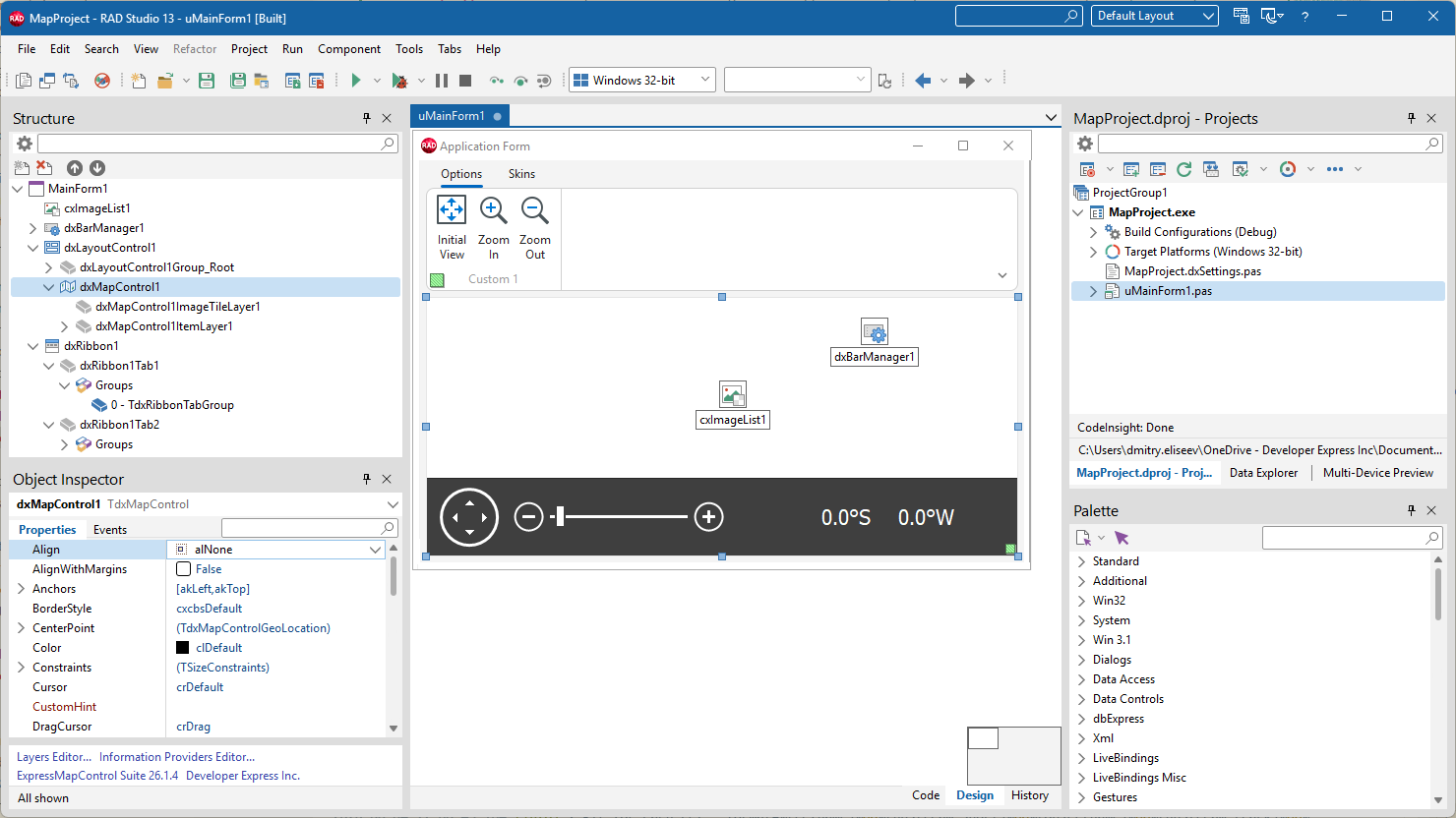 VCL Map Control: A Generated Map Project Example in the RAD Studio IDE