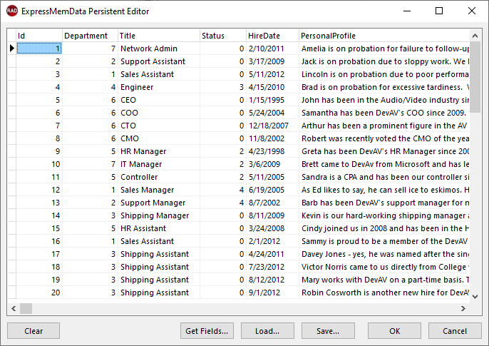 VCL Memory Data: The Persistent Editor Dialog