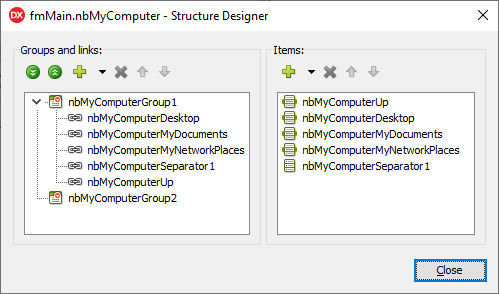 VCL Navigation Bars: The Structure Designer Dialog
