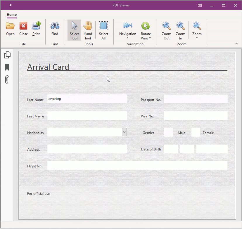 Interactive PDF Form Example