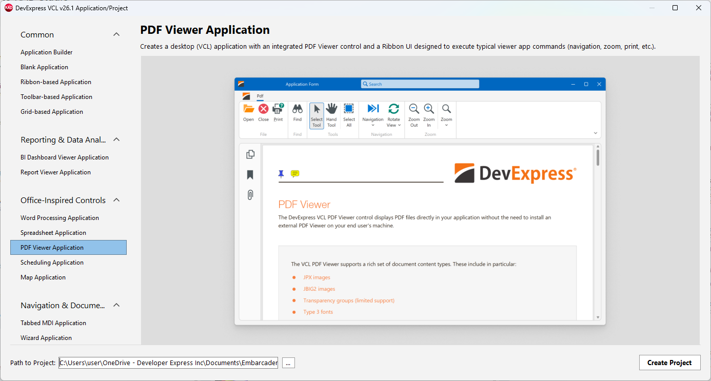 VCL PDF Viewer: The "PDF Viewer Application" Template