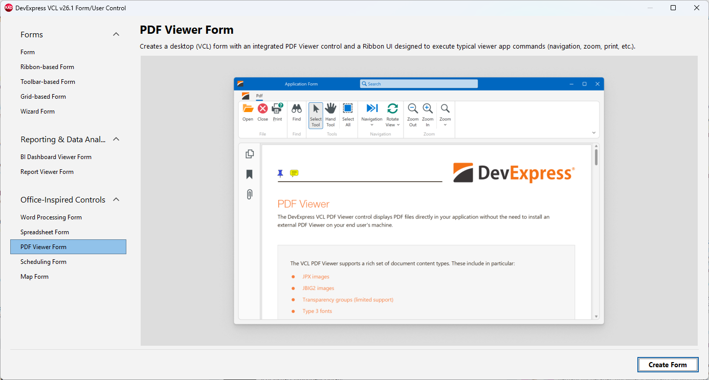 VCL PDF Viewer: The "PDF Viewer Form" Template