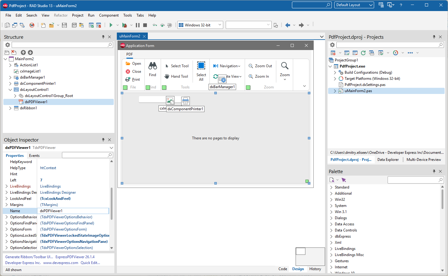 VCL PDF Viewer: A Generated PDF Viewer Project Example in the RAD Studio IDE