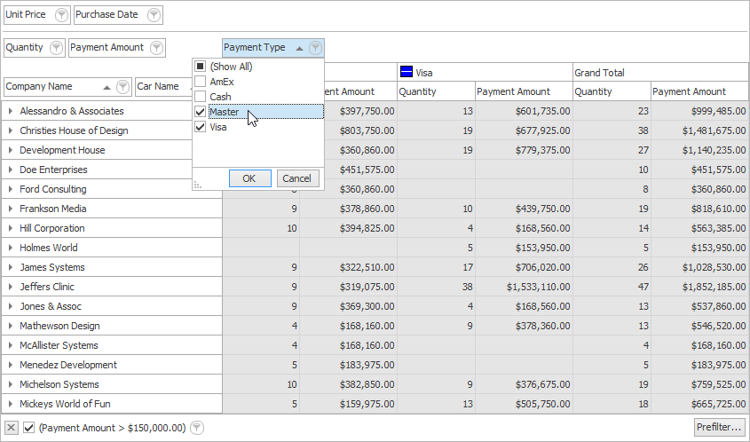 Data Filter Options