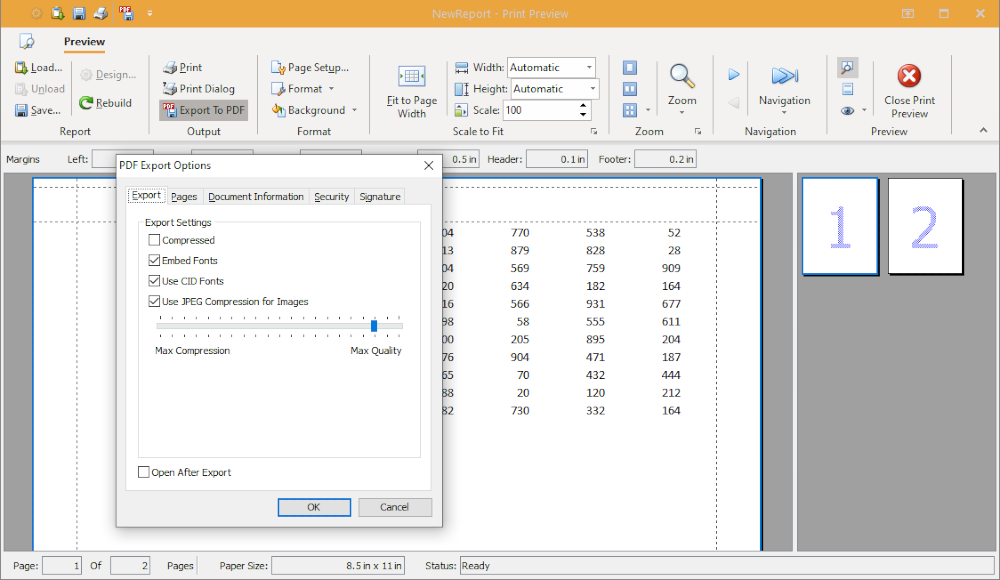 VCL Printing System: The PDF Export Options Dialog