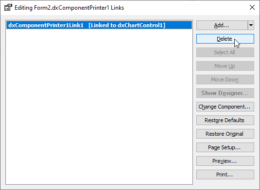 VCL Printing System: Delete an Existing Report Link