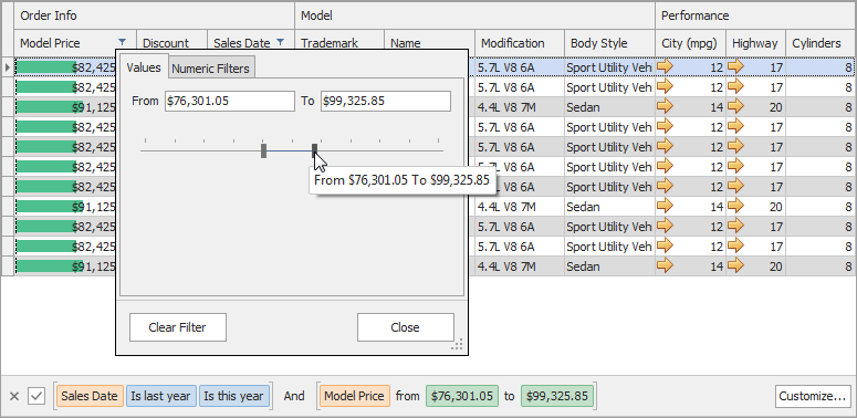 Excel-Style Filtering Example