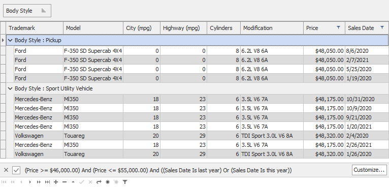 Text Filter Criteria Display Style