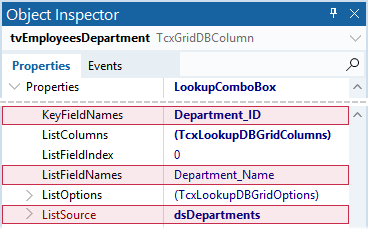 Column Data Binding Settings