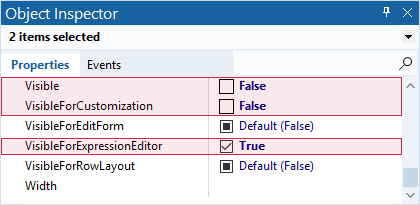 Column Visibility Settings