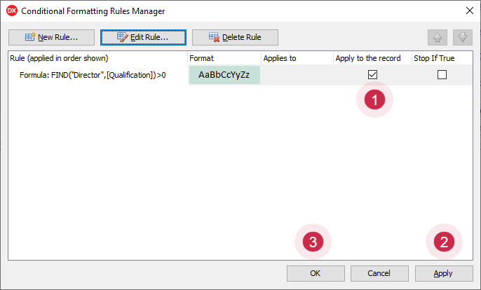 Apply the Conditional Formatting Rule