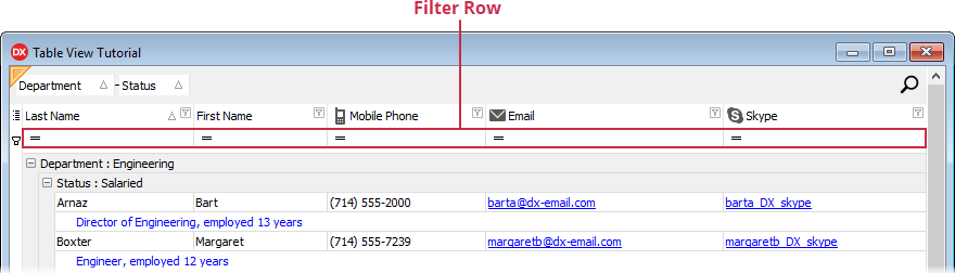 Filter Row