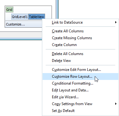 Customize Row Layout