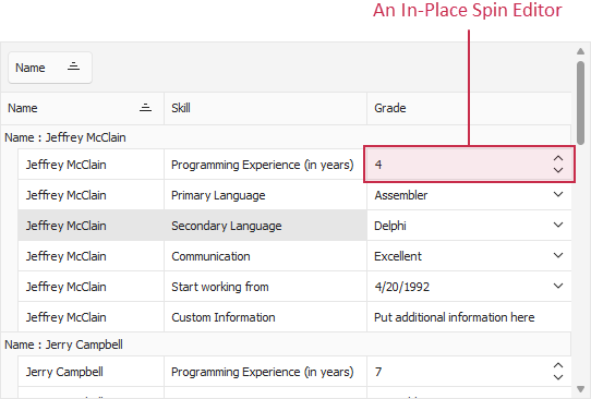 VCL Data Grid: An In-Place Spin Editor