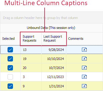 VCL Data Grid: Multi-Line Captions in Banded Column Headers