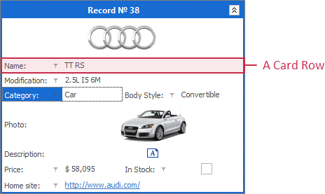 VCL Data Grid: A Card Row