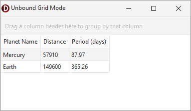 VCL Data Grid: A Simple Table in Unbound Mode