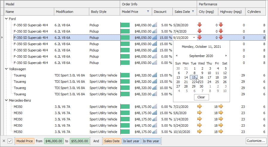 Date Editor Popup Example