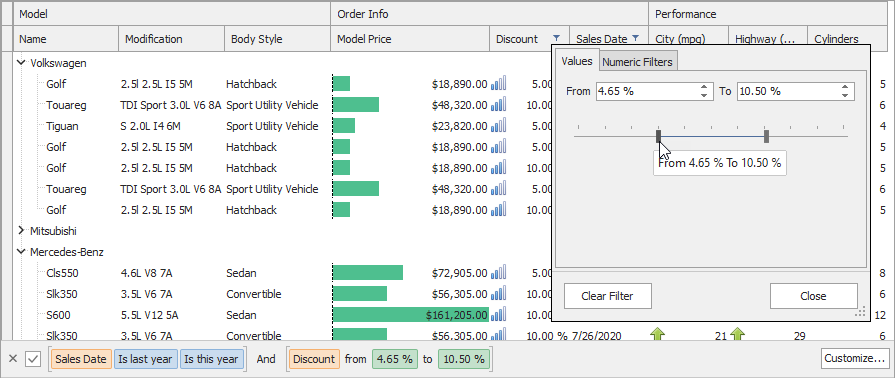 Excel Style Filter Example