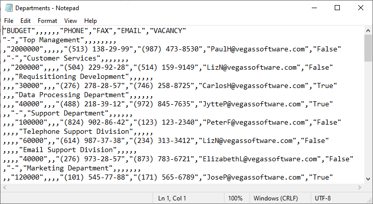 VCL Tree List: Exported Tree List Data in CSV Format