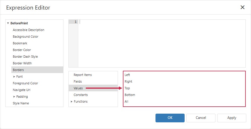 Expression Editor - Category Elements