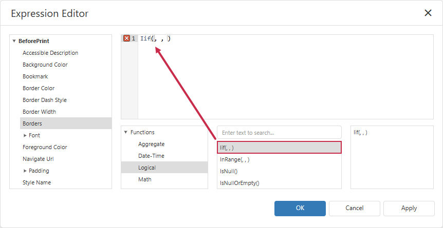 Expression Editor - Insert