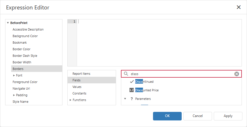 Expression Editor - Search