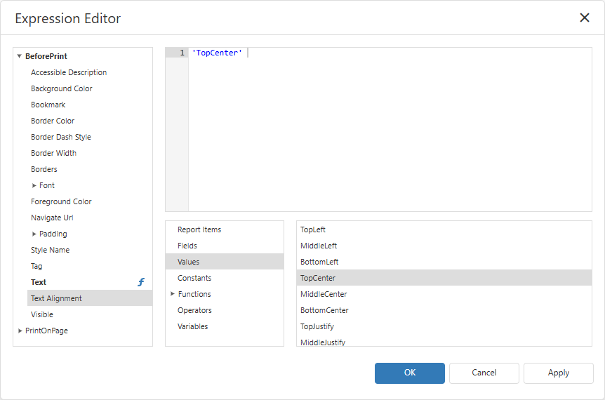Expression Syntax - Predefined Values