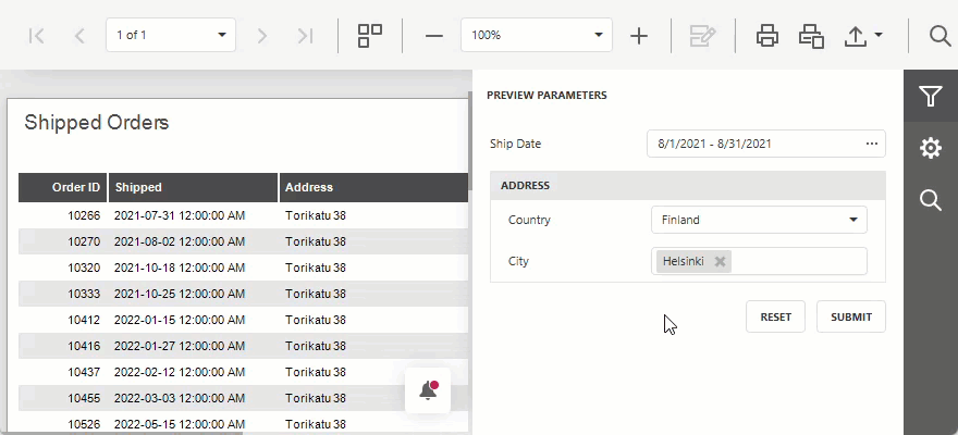Cascading Report Parameters - Preview