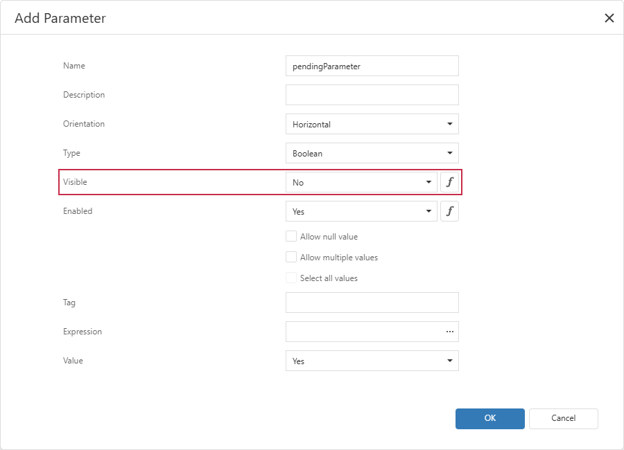 Report Designer - Hidden Report Parameter