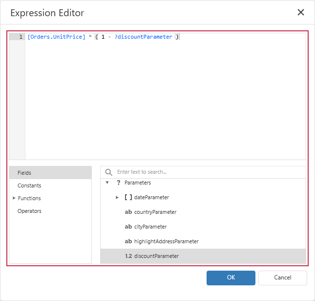 Expression Editor - Combine Parameters