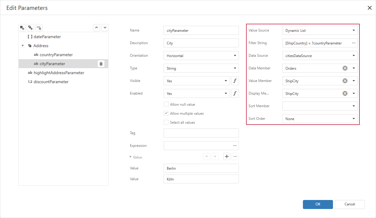 Report Parameter - Dynamic Values