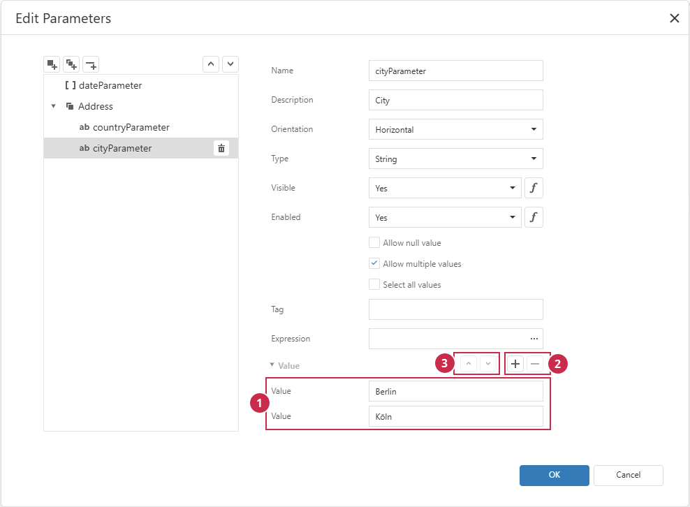Report Parameter - Multi-Value Editor