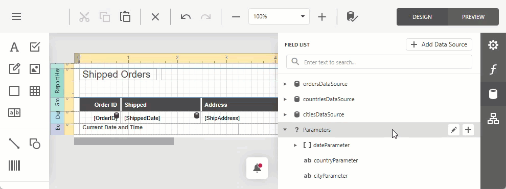 Place a Parameter to the Report
