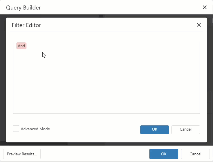 Query Builder - Add Filter Condition