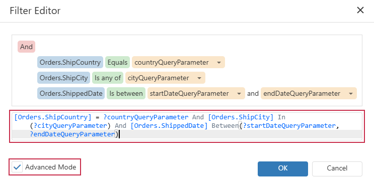 Query Builder - Advanced Mode