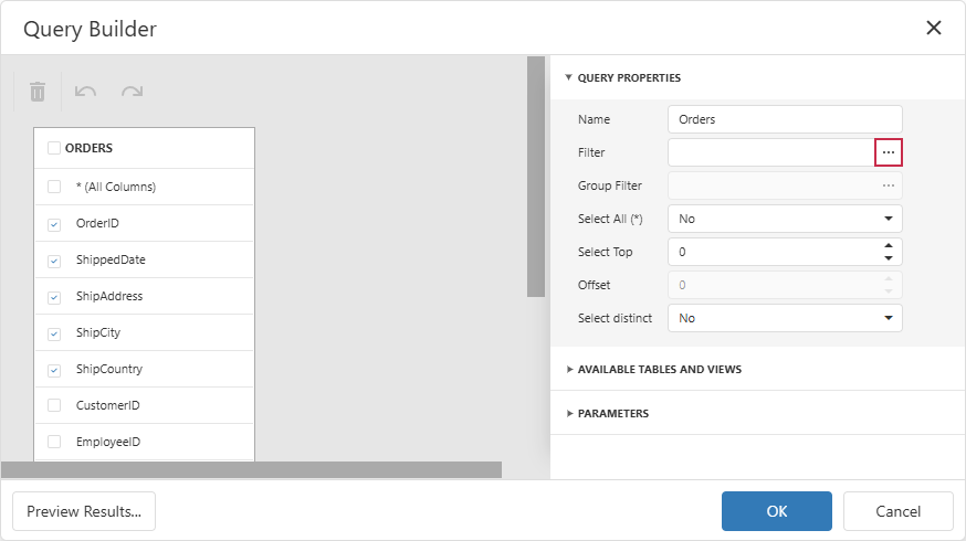 Query Builder - Filter