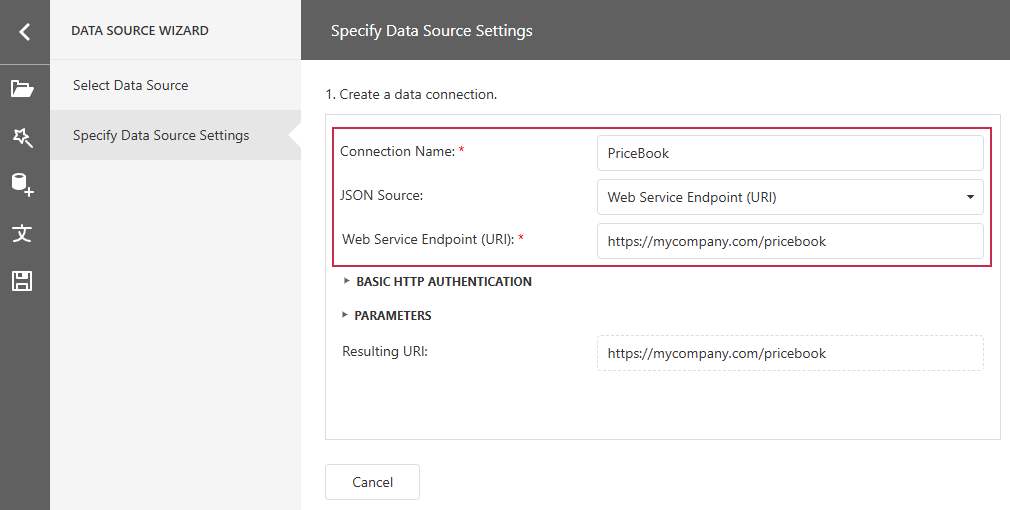Data Source Settings - Endpoint