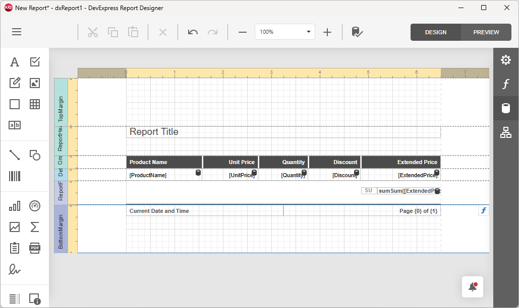 VCL Reports: The Report Designer, Generated Report Layout