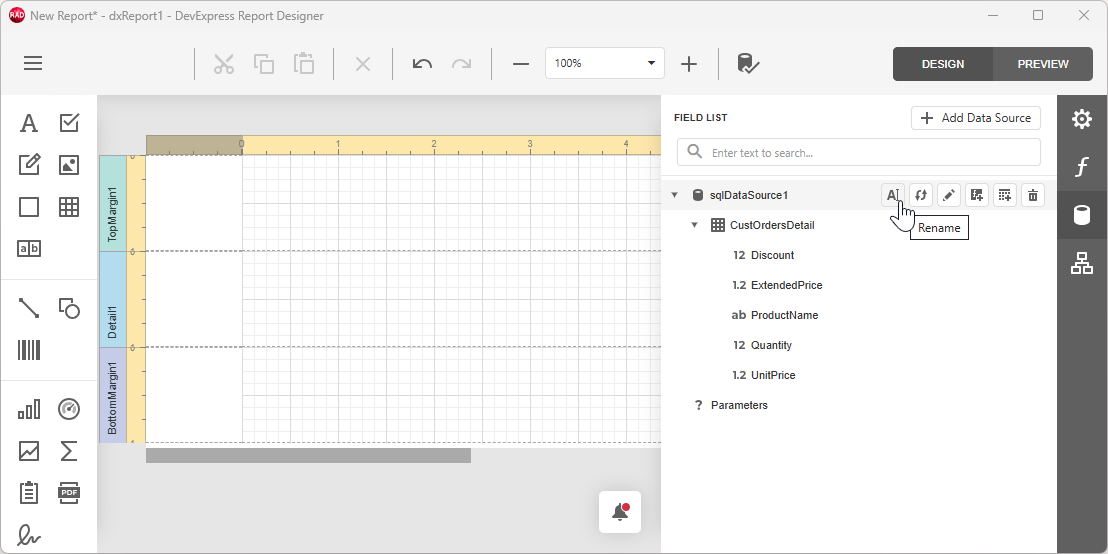VCL Reports: The Report Designer Dialog — Data Source Review