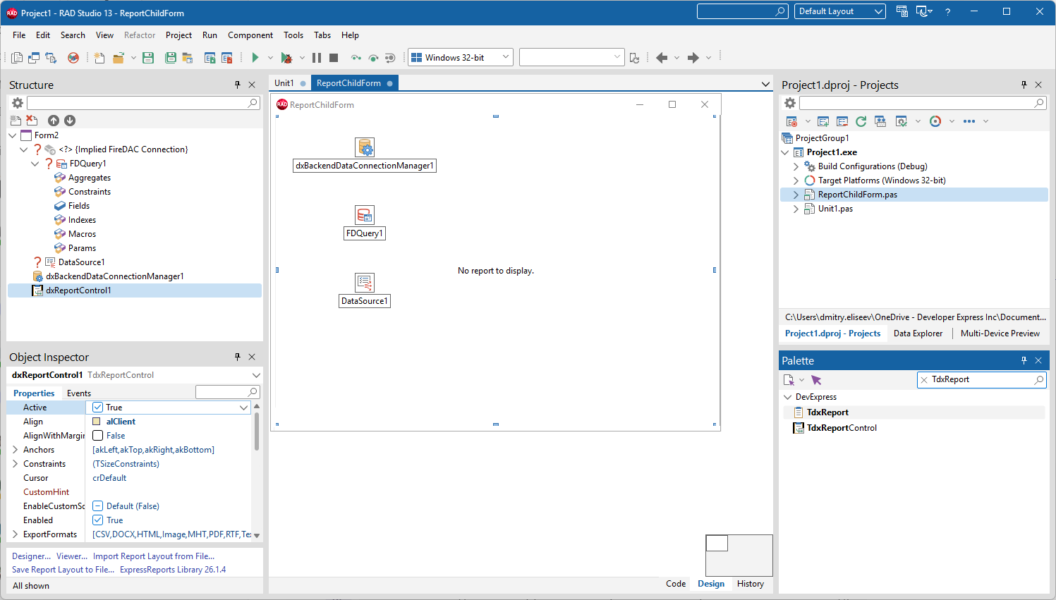 VCL Reports: The Child Form with Required Components
