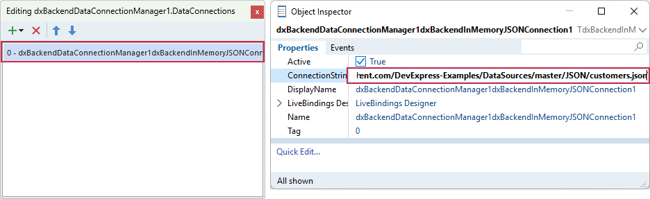 VCL Reports: Paste the path to a JSON file as a Connection String