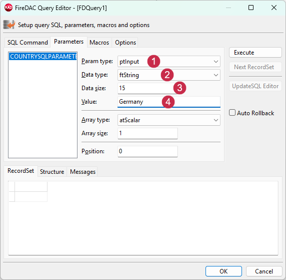 VCL Reports: FireDAC Query Editor — Configure a SQL Filter Parameter