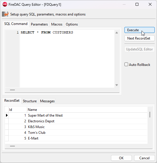 VCL Reports: The FireDAC Query Editor
