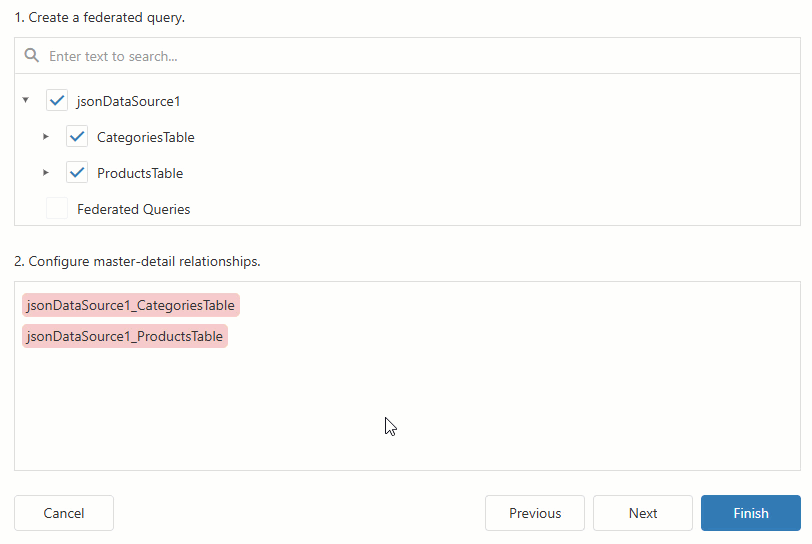 VCL Reports: Report Designer — Configure a Master-Detail Relationship Between "Categories" and "Products" Tables