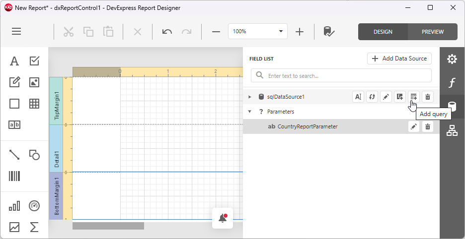 VCL Reports: Report Designer — Create a New "Countries" Query
