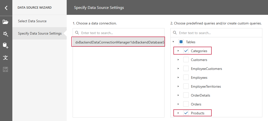 VCL Reports: Data Source Wizard — Select