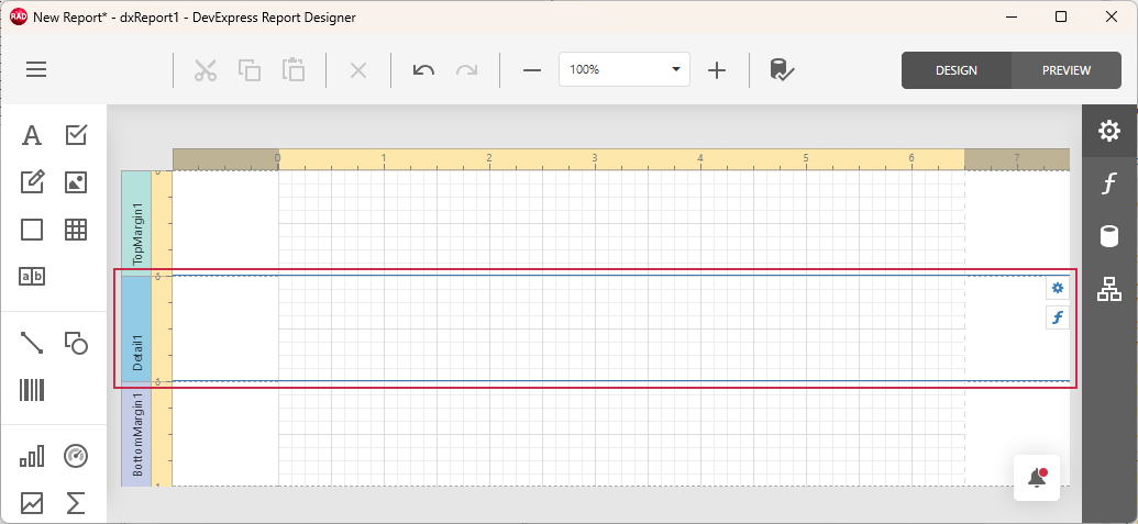 VCL Reports: Report Designer — A Detail Layout Section