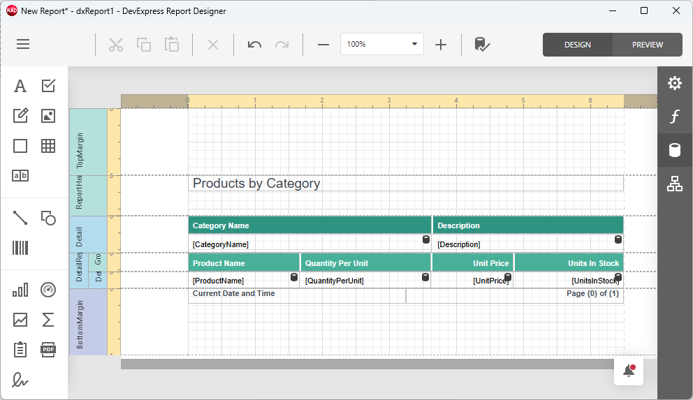 VCL Reports: Report Designer — The Generated Master-Detail Report Layout